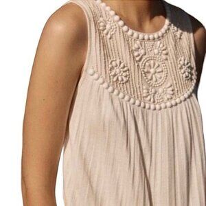 Anthropologie Moulinette Soeurs Bristol Embellished Top in Ivory Size S